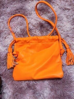 Orange Tassel Crossbody Bag